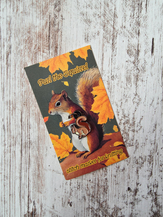 Purl The Squirrel Stitch Marker, Round (Single Stitch Marker)