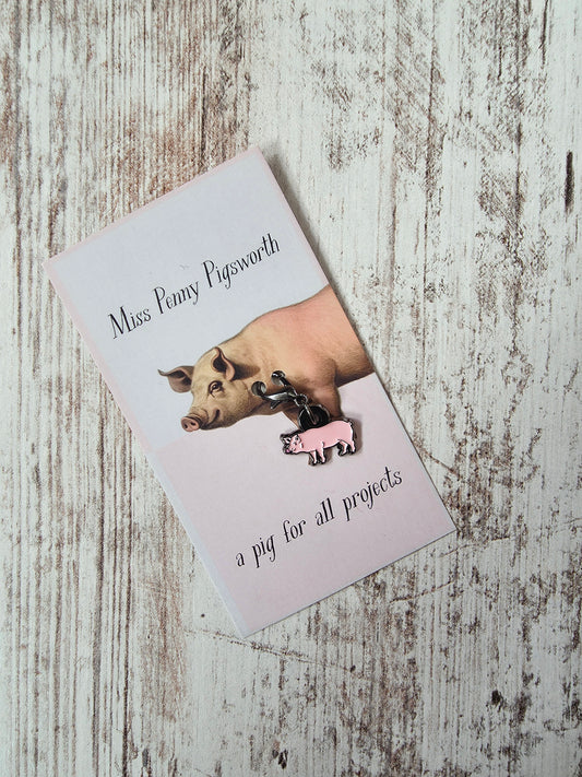 Ms. Penny Pigsworth Stitch Marker, Removable (Single Stitch Marker)