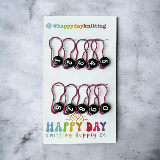 Numbered Bulb Pin Stitch Marker Set