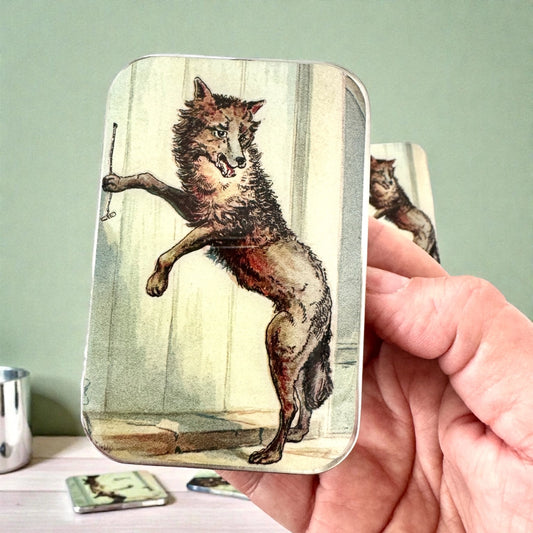 Large Wolf At The Door Notions Tin