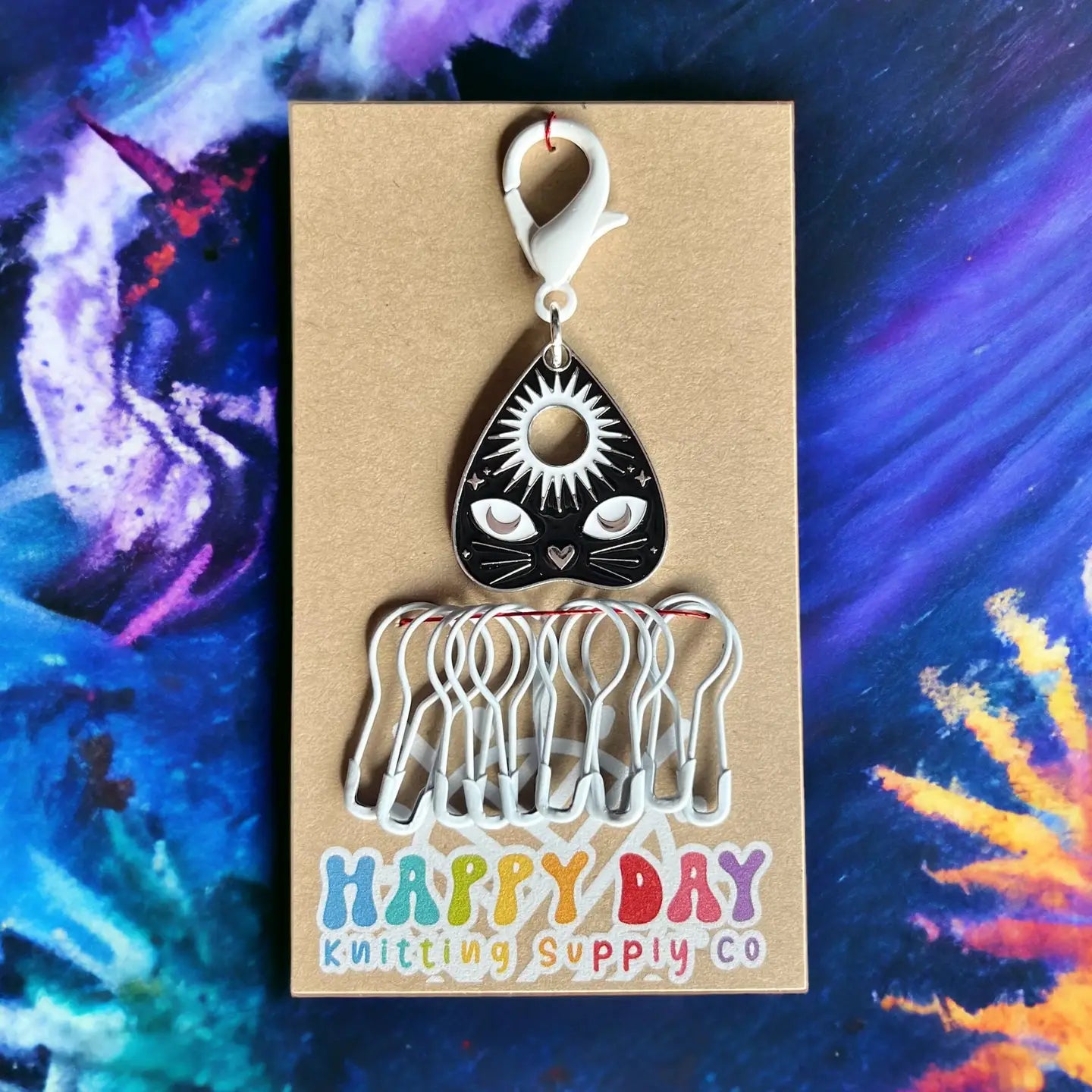 Ouija Cat Stitch Marker & Progress Keeper with Pins