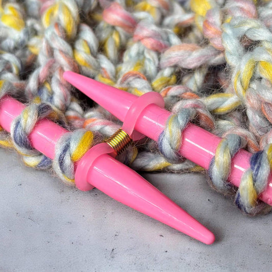 Large Pink Needle Huggers Stitch Stoppers for Knitting Needles