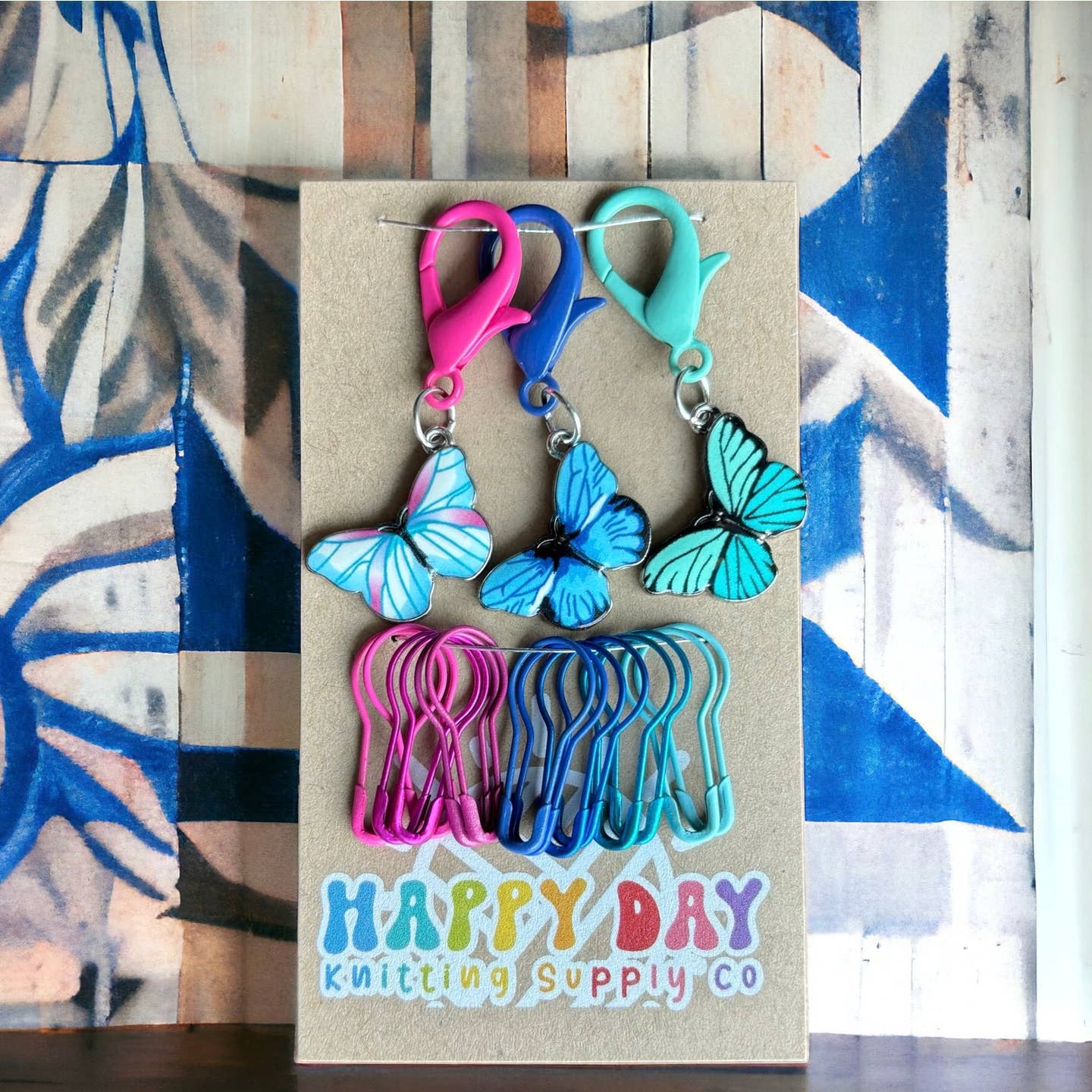 Butterfly Stitch Markers with Clasp and Bulb Pins Stitch Marker Set
