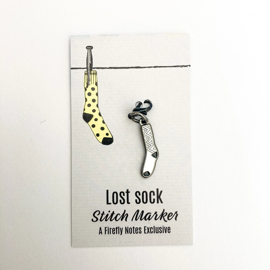 Lost Sock Stitch Marker, Round, White (Single Stitch Marker)