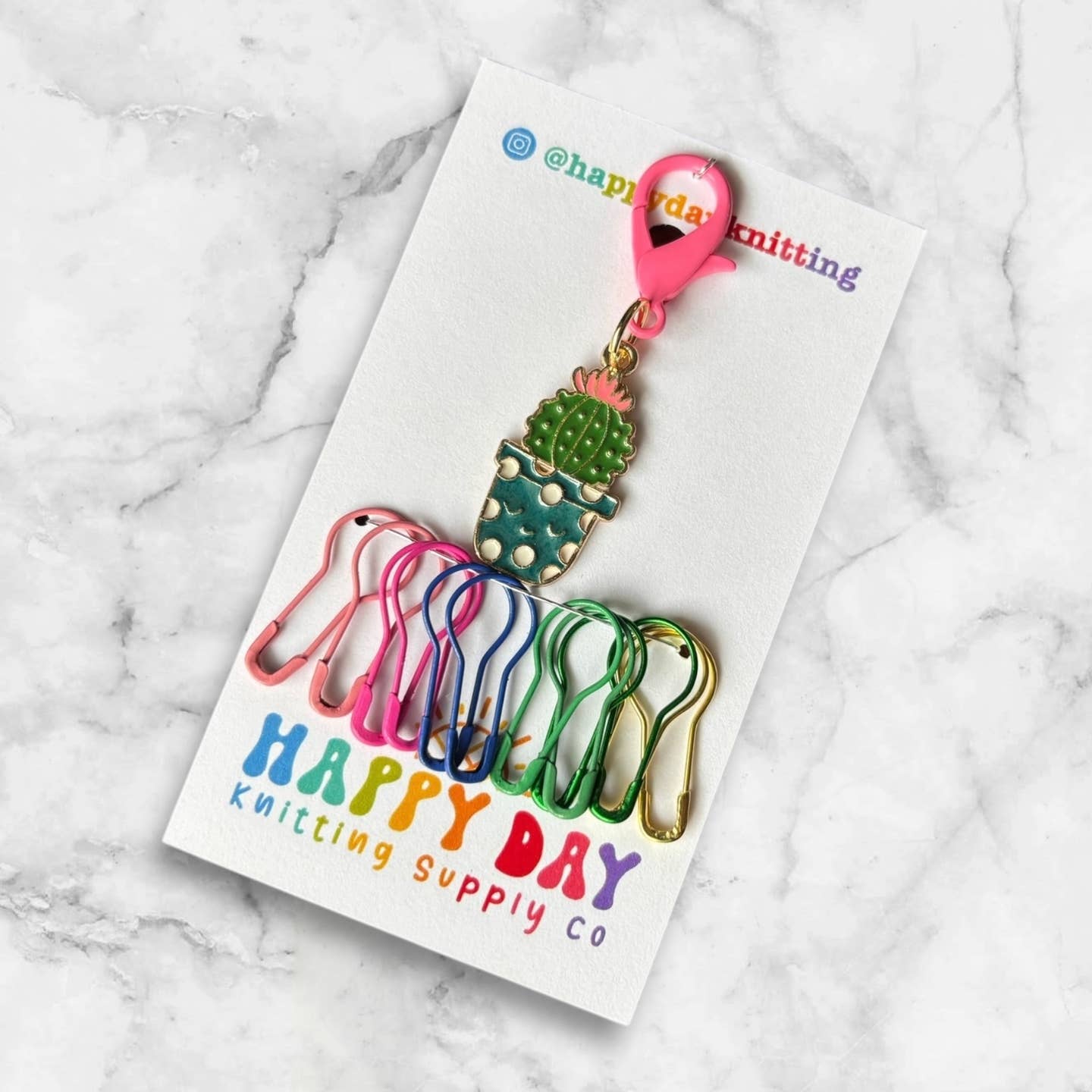 Color Pop Cactus and Bulb Pins Stitch Marker Set