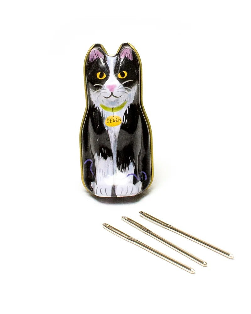 Black Cat Tin Tapestry Needle Holder