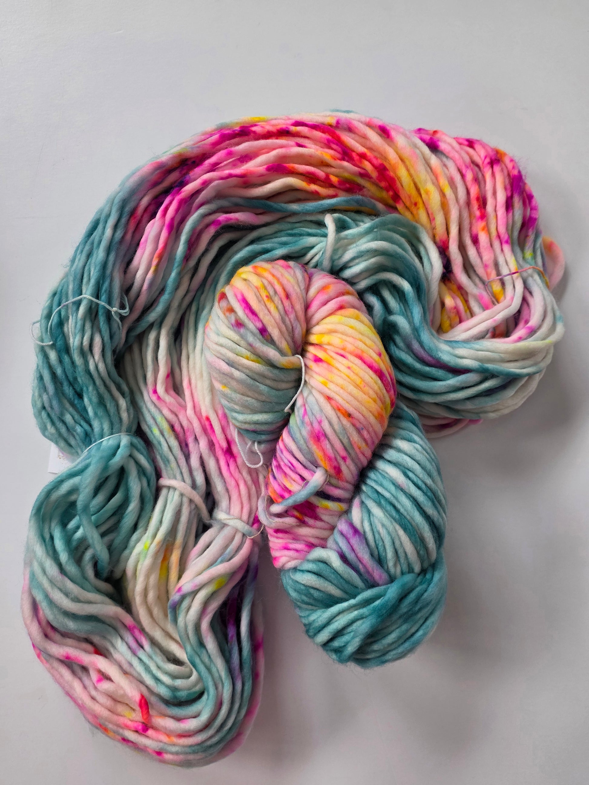 Danni's Designs Crafts | Super Bulky | April Showers | North Road Knits | 100% Superwash Merino | 98 yards | 150 grams | Hand Dyed | Hand Dyed in Washington State