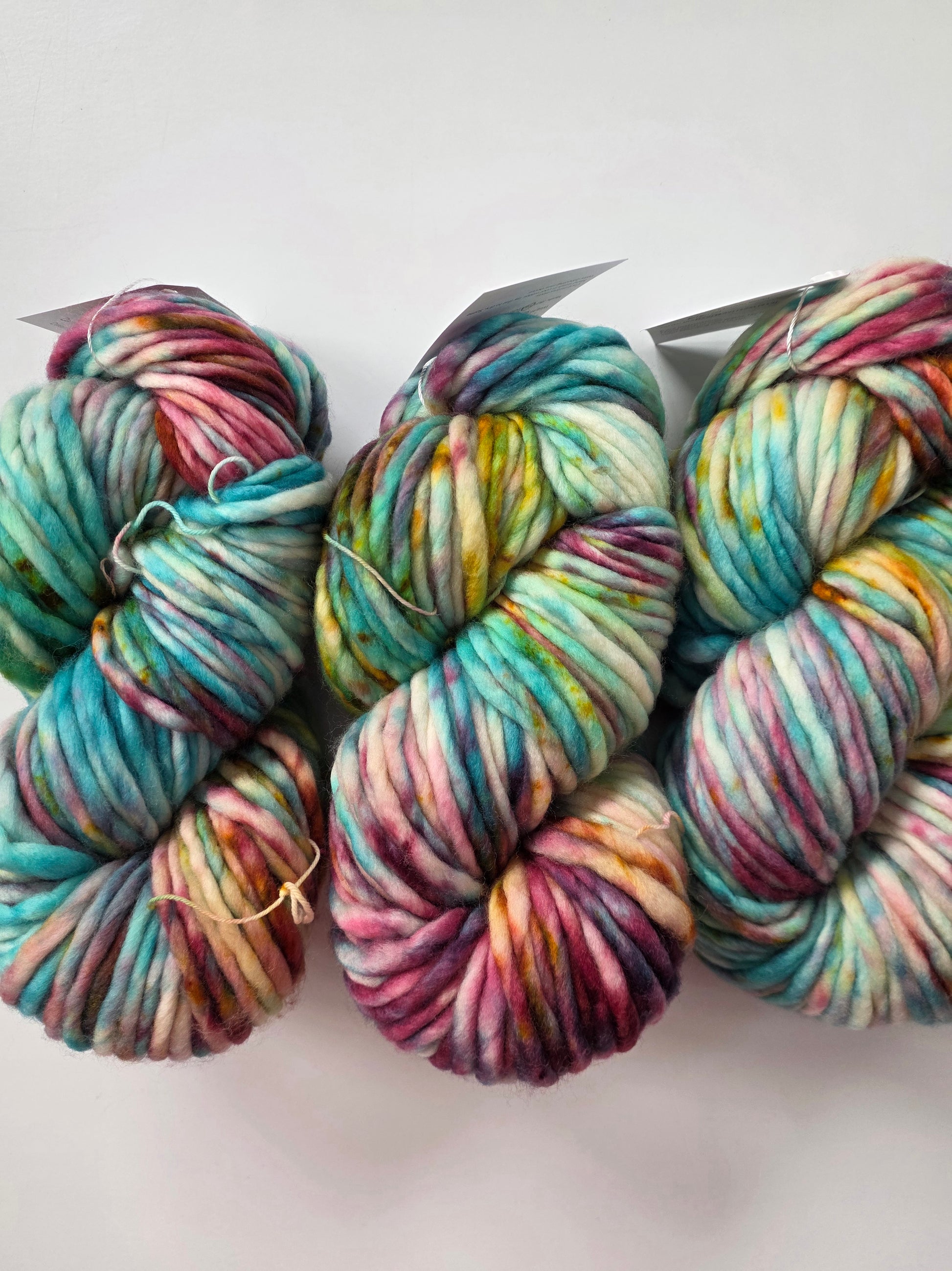 Danni's Designs Crafts | Super Bulky | Peacock | North Road Knits | 100% Superwash Merino | 98 yards | 150 grams | Hand Dyed | Hand Dyed in Washington State