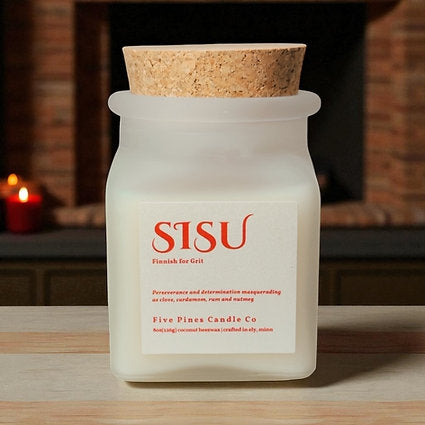 Five Pines Candle Co | Sisu | North Road Knits | coconut wax | beeswax | Hand Poured | Ely, MN | Woman Owned | Toxin Free | Wood Wick