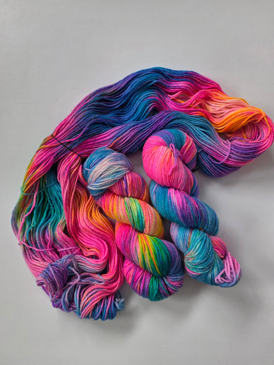Honey and Clover | DK | Sport | Rainbow Brite | North Road Knits | Hand Dyed | Merino Wool | Nylon | Stelina | Sparkle
