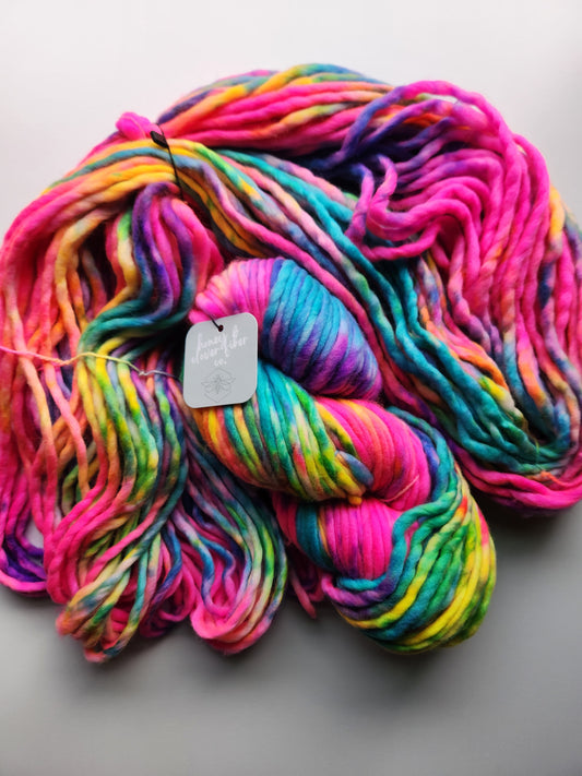 Honey and Clover | Super Bulky | Rainbow Brite | North Road Knits | Hand Dyed | Merino Wool | Super Bulky Yarn | 100% Superwash Merino Wool 