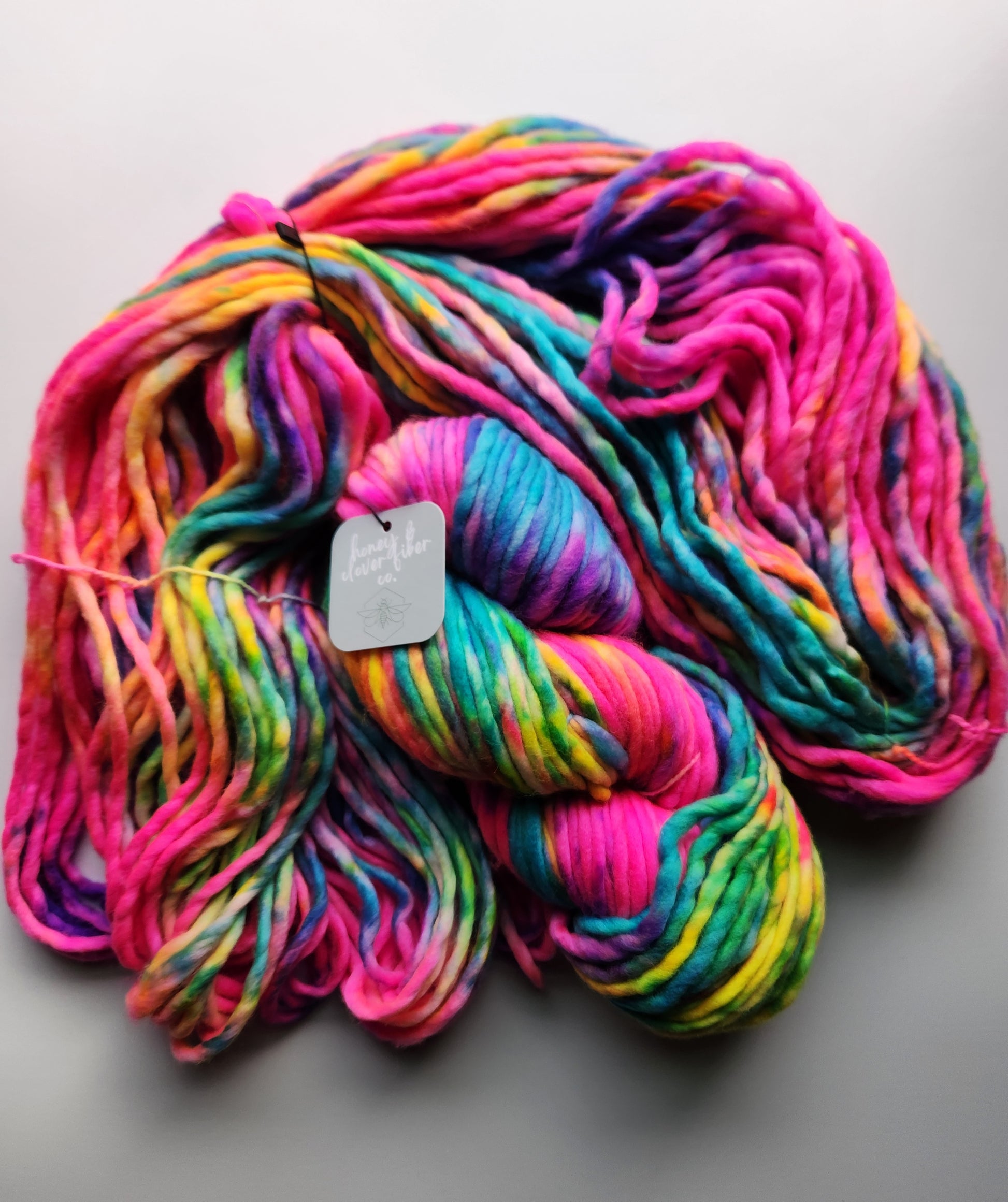 Honey and Clover | Super Bulky | Rainbow Brite | North Road Knits | Hand Dyed | Merino Wool | Super Bulky Yarn | 100% Superwash Merino Wool 