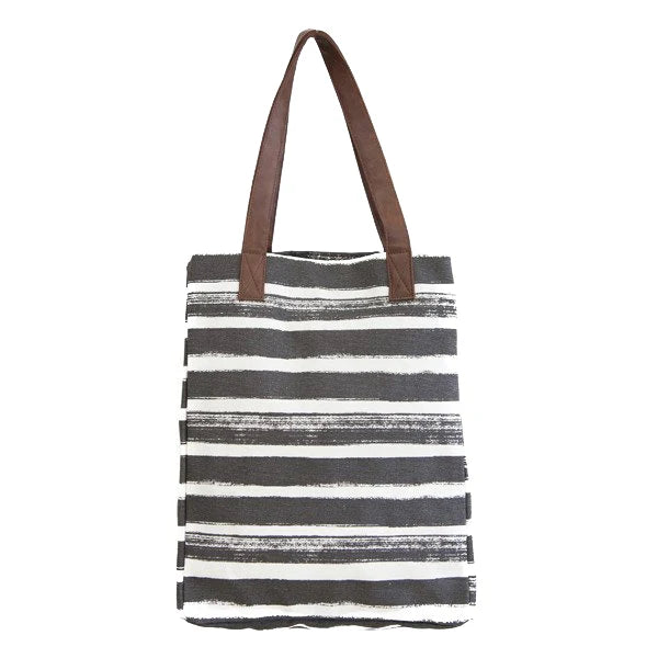 Market Tote, Stripes Charcoal