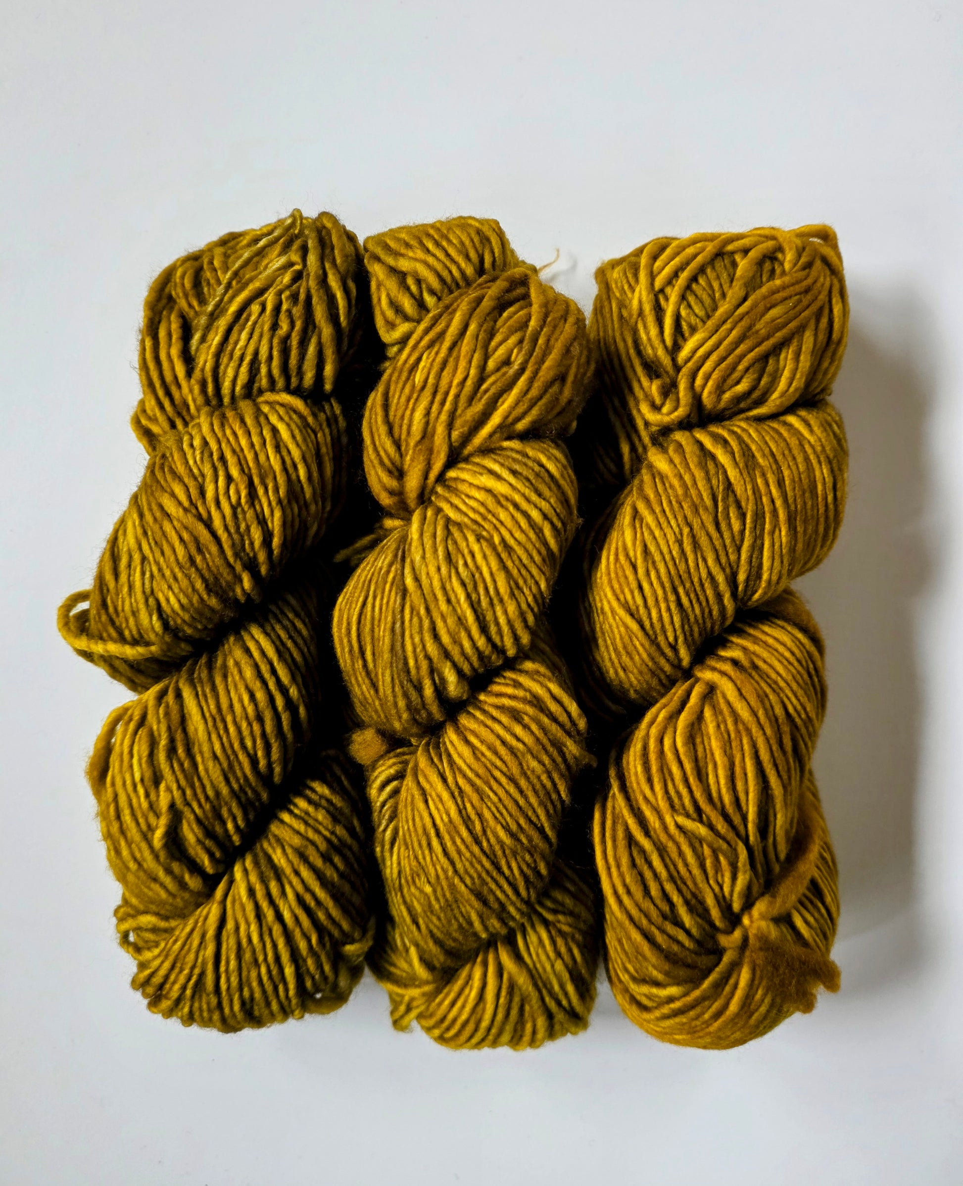 Malabrigo | Mecha | Mostaza | North Road Knits | Hand Dyed | Merino Wool | Bulky Yarn | Single Ply | 100% Superwash Merino Wool 