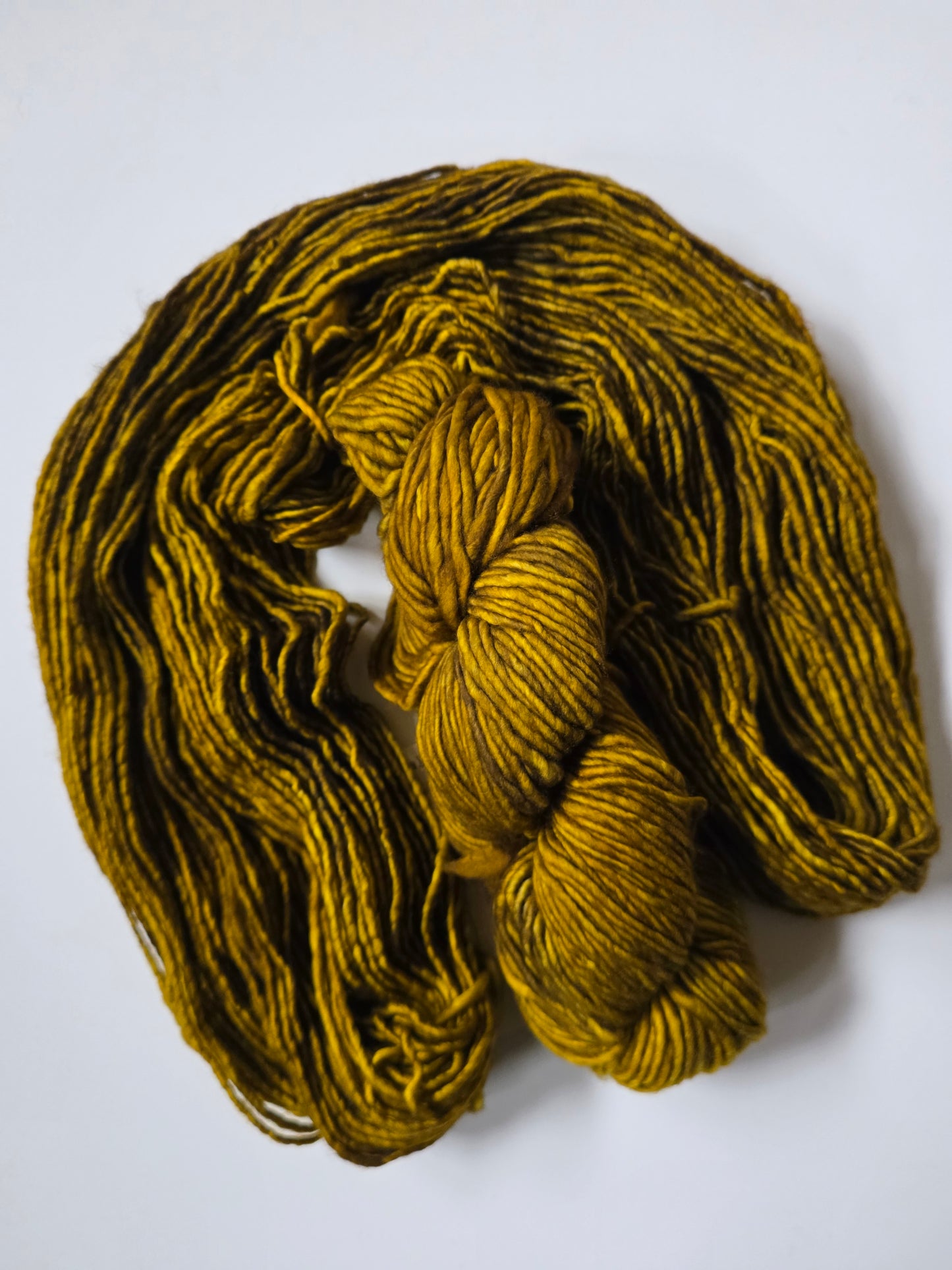Malabrigo | Mecha | Mostaza | North Road Knits | Hand Dyed | Merino Wool | Bulky Yarn | Single Ply | 100% Superwash Merino Wool 