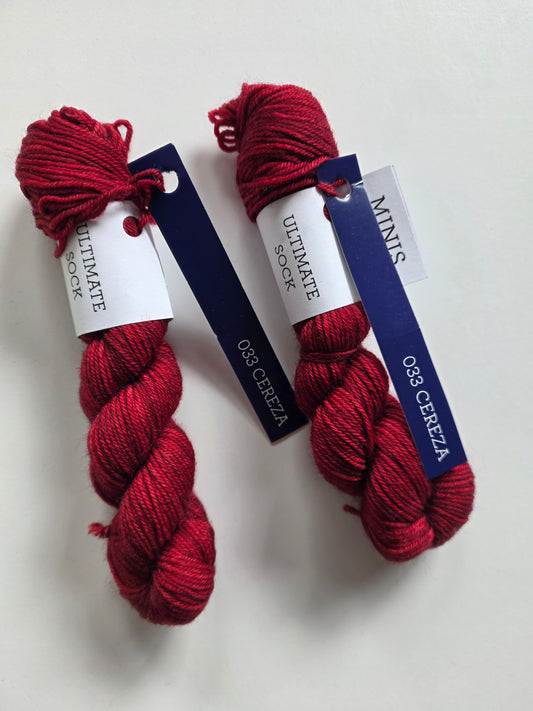 Malabrigo | Ultimate Sock Mini | Cereza | North Road Knits | Hand Dyed | Fingering | Yarn Shop | Grand Marais | Minnesota Yarn Shop | Mini Skein