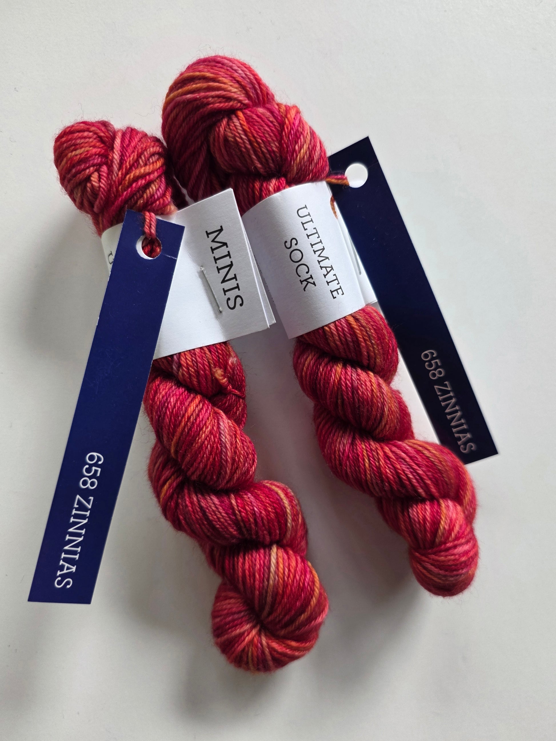 Malabrigo | Ultimate Sock Mini | Zinnias | North Road Knits | Hand Dyed | Fingering | Yarn Shop | Grand Marais | Minnesota Yarn Shop | Mini Skein