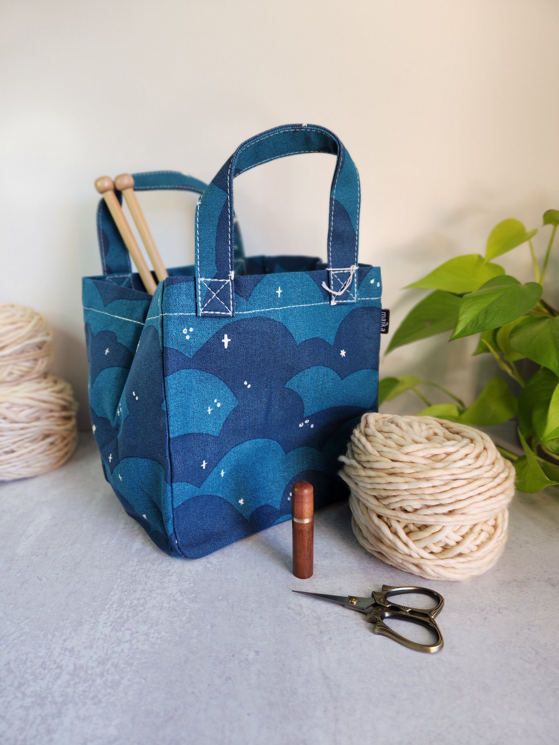 North Road Knits MAIKA Lunch Tote Knitting Project Bag Plaka