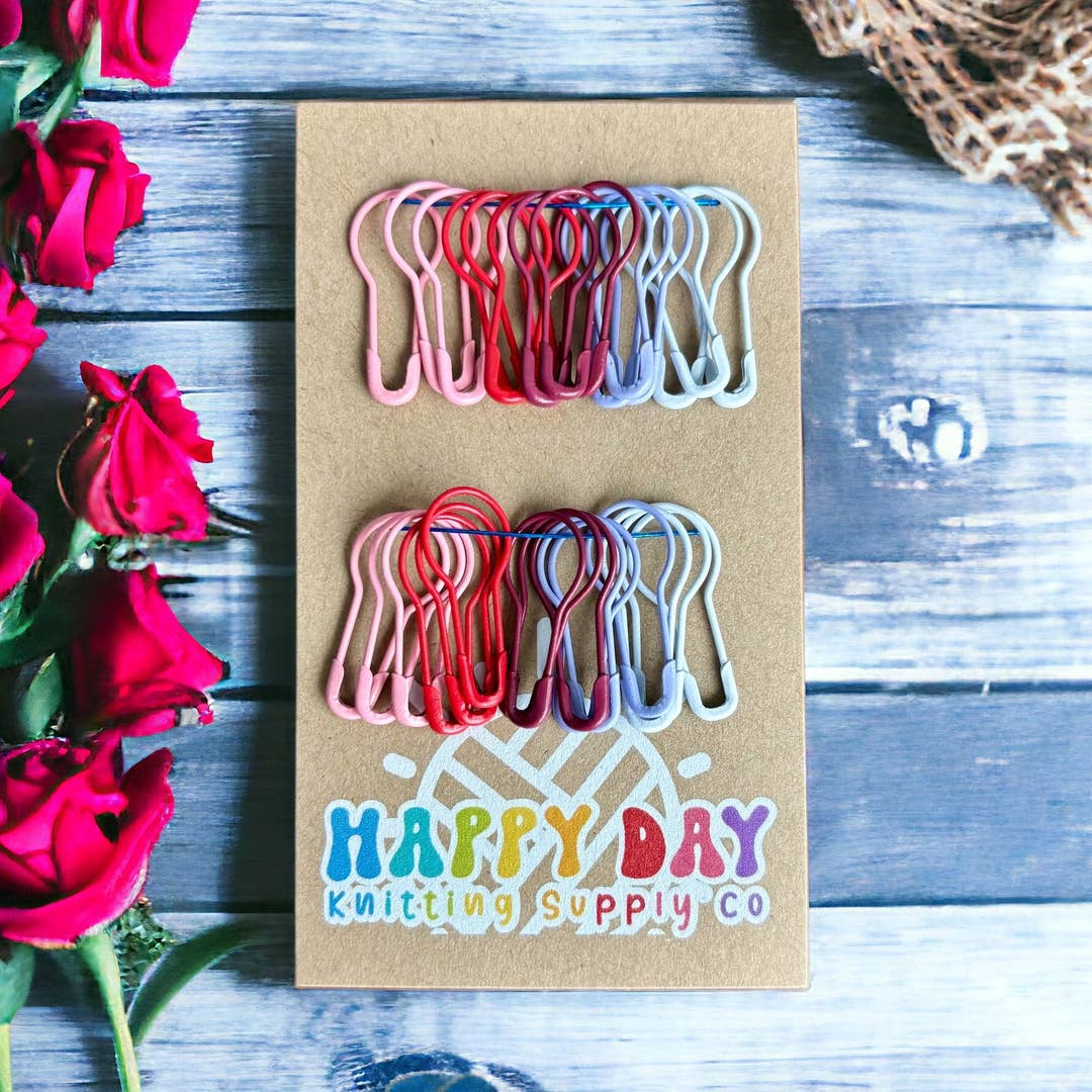 Valentine's Bulb Pin Stitch Markers Set of 30 Stitch Marker Set
