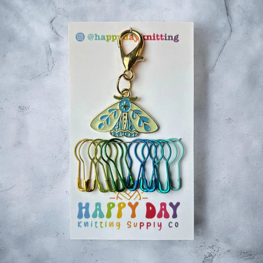 Moth Stitch Marker and Progress Keeper with Bulb Pins