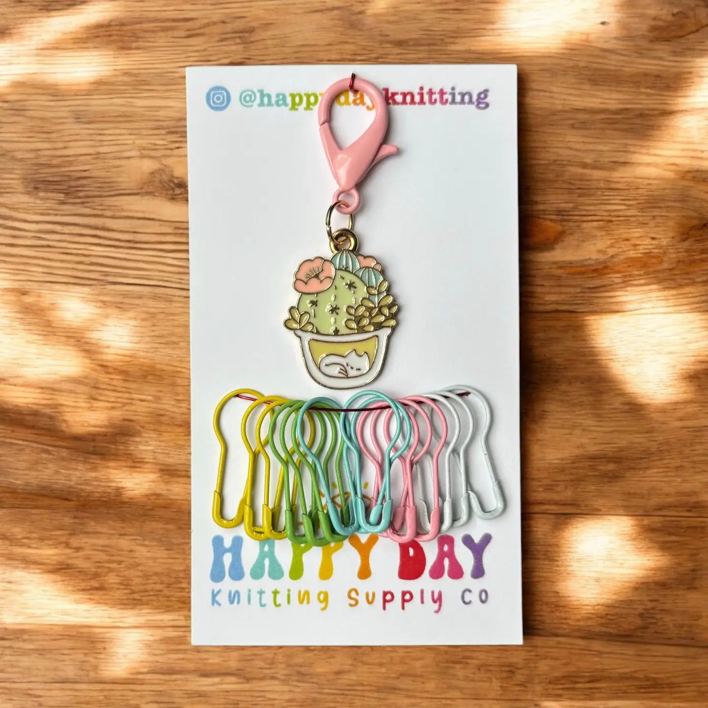 Sleepy Succulent Kitty Stitch Marker & Bulb Pins