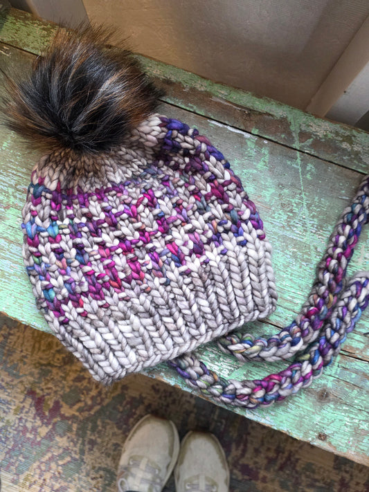 Merino Wool Split Brim Pom Hat