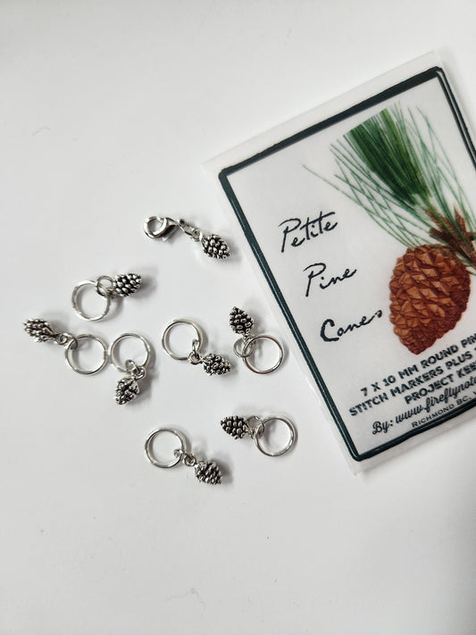 Pine Cone Stitch Markers (Set of 7) plus 1 Progress Keeper