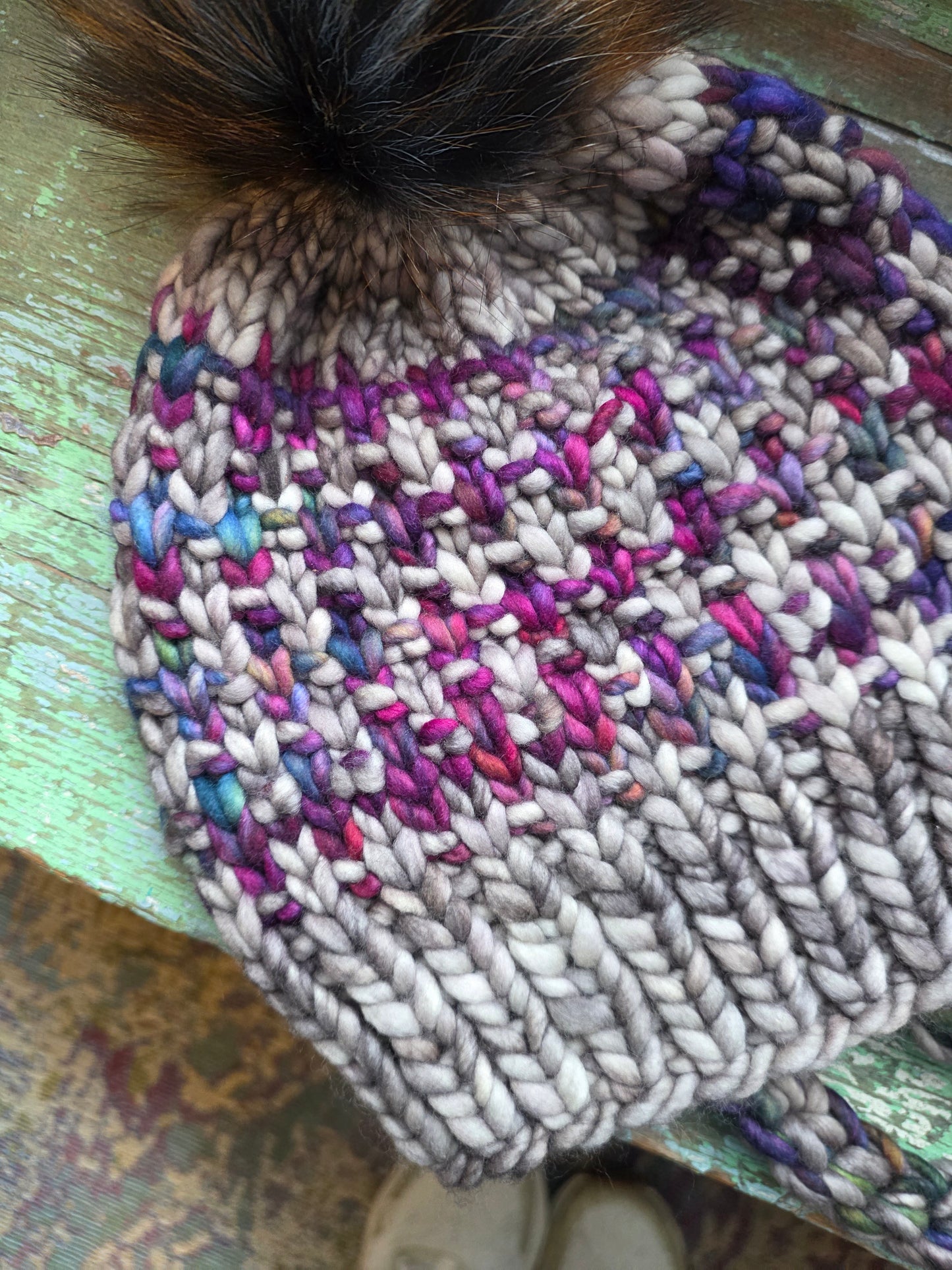 Merino Wool Split Brim Pom Hat