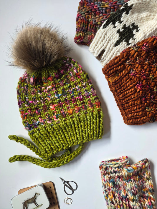 Merino Wool Split Brim Pom Hat