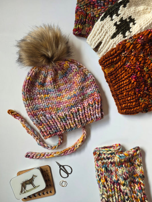 Merino Wool Split Brim Pom Hat