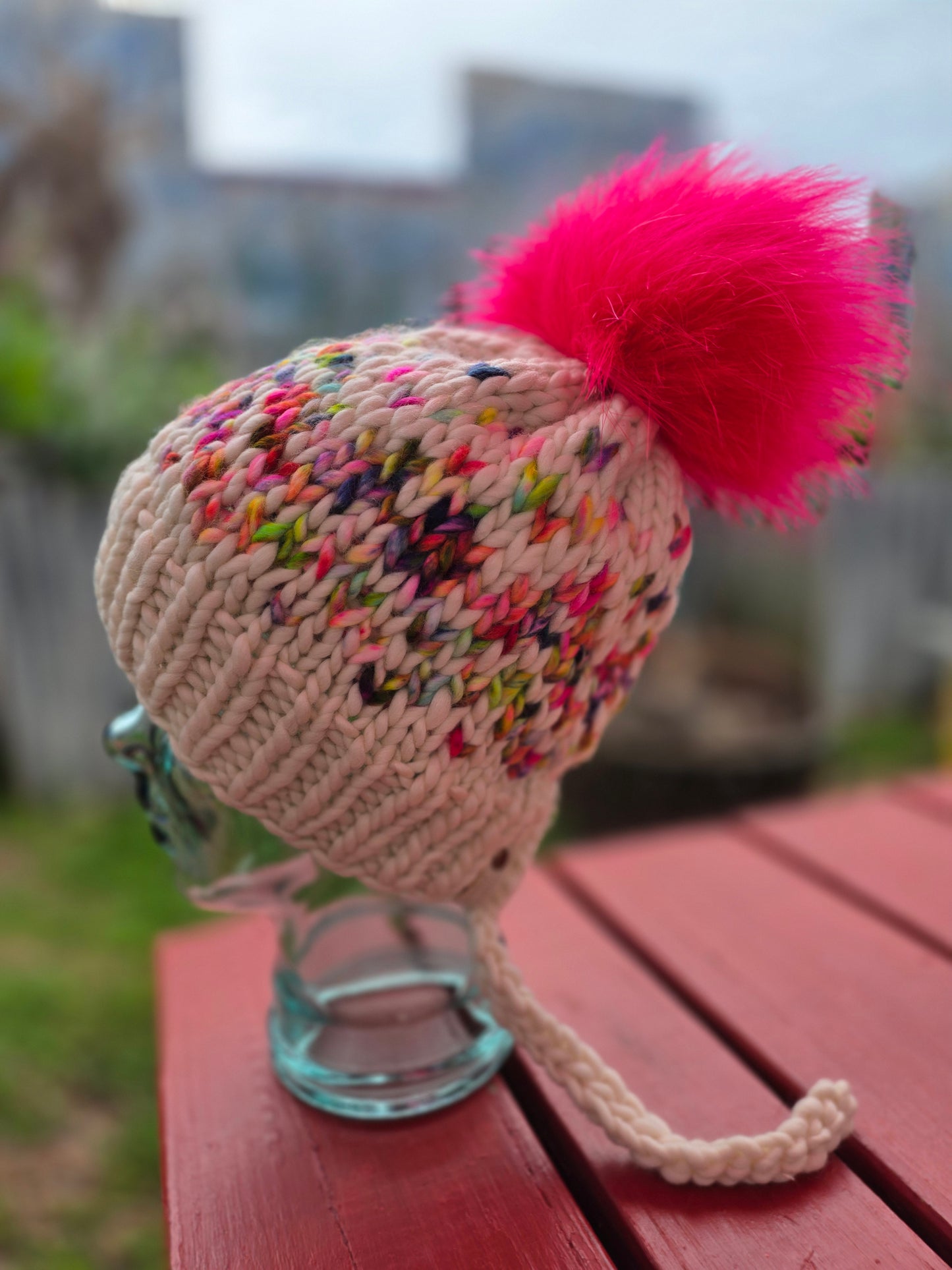 Merino Wool Split Brim Pom Hat
