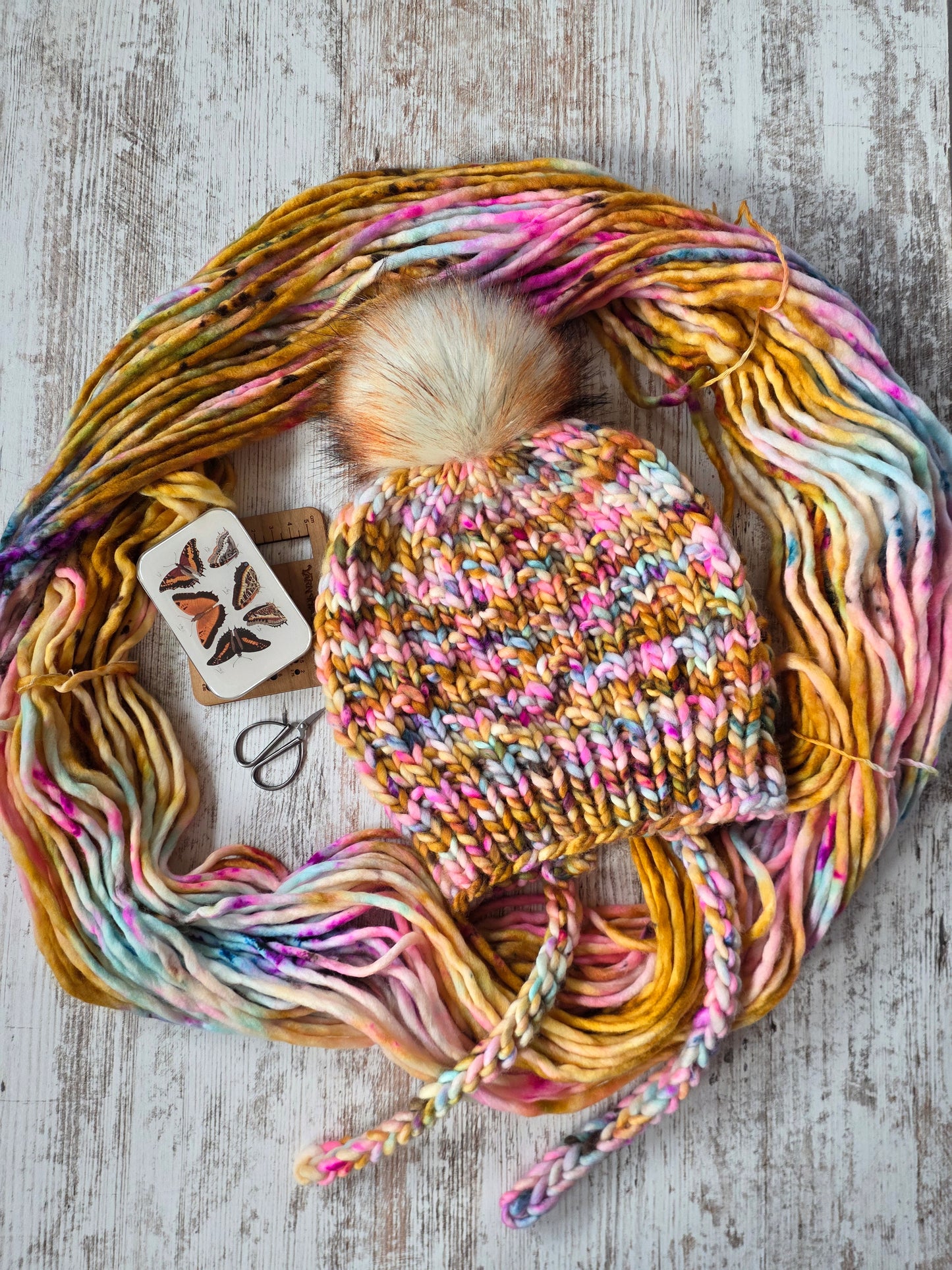 Merino Wool Split Brim Pom Hat