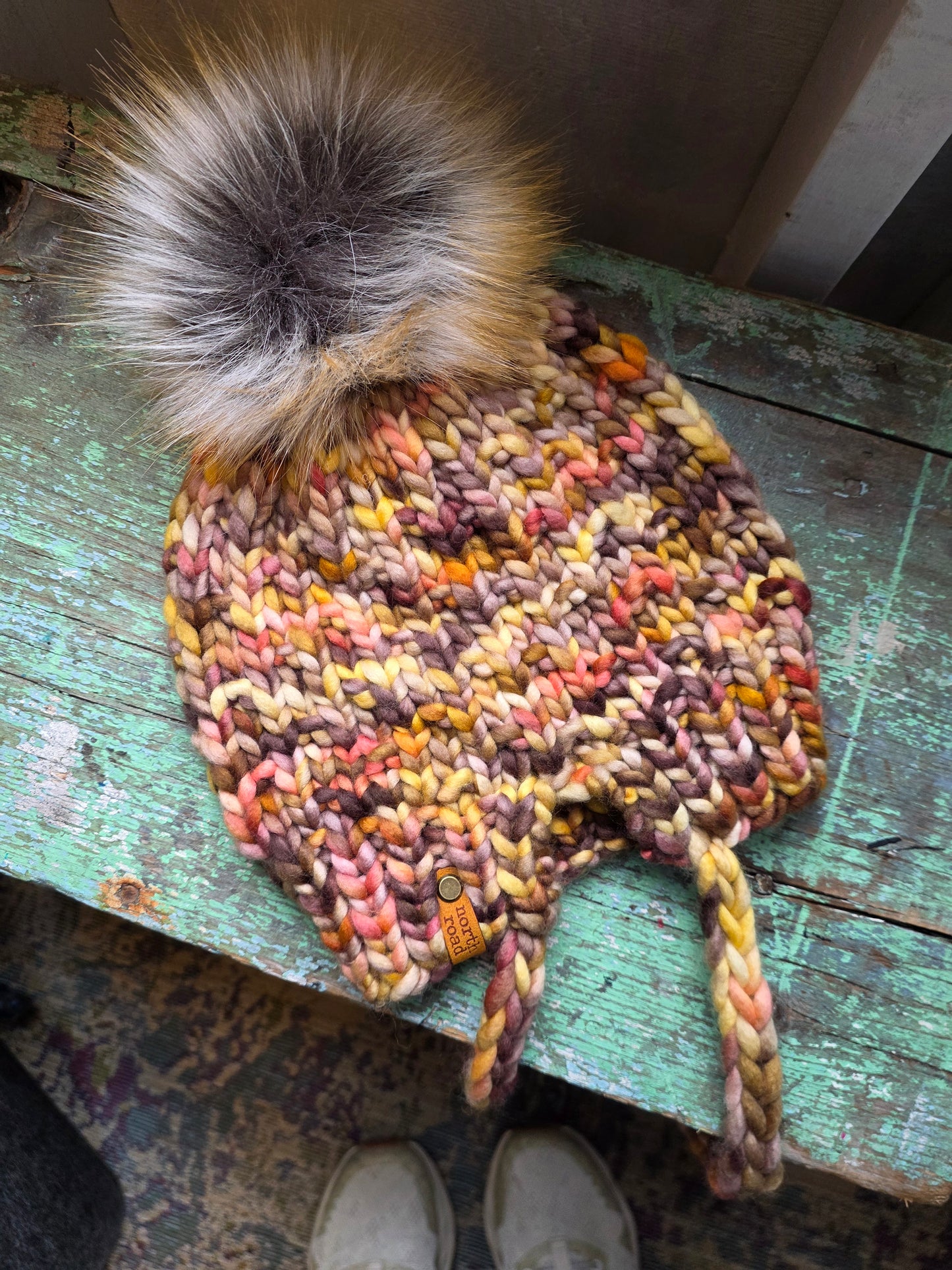 Merino Wool Split Brim Pom Hat