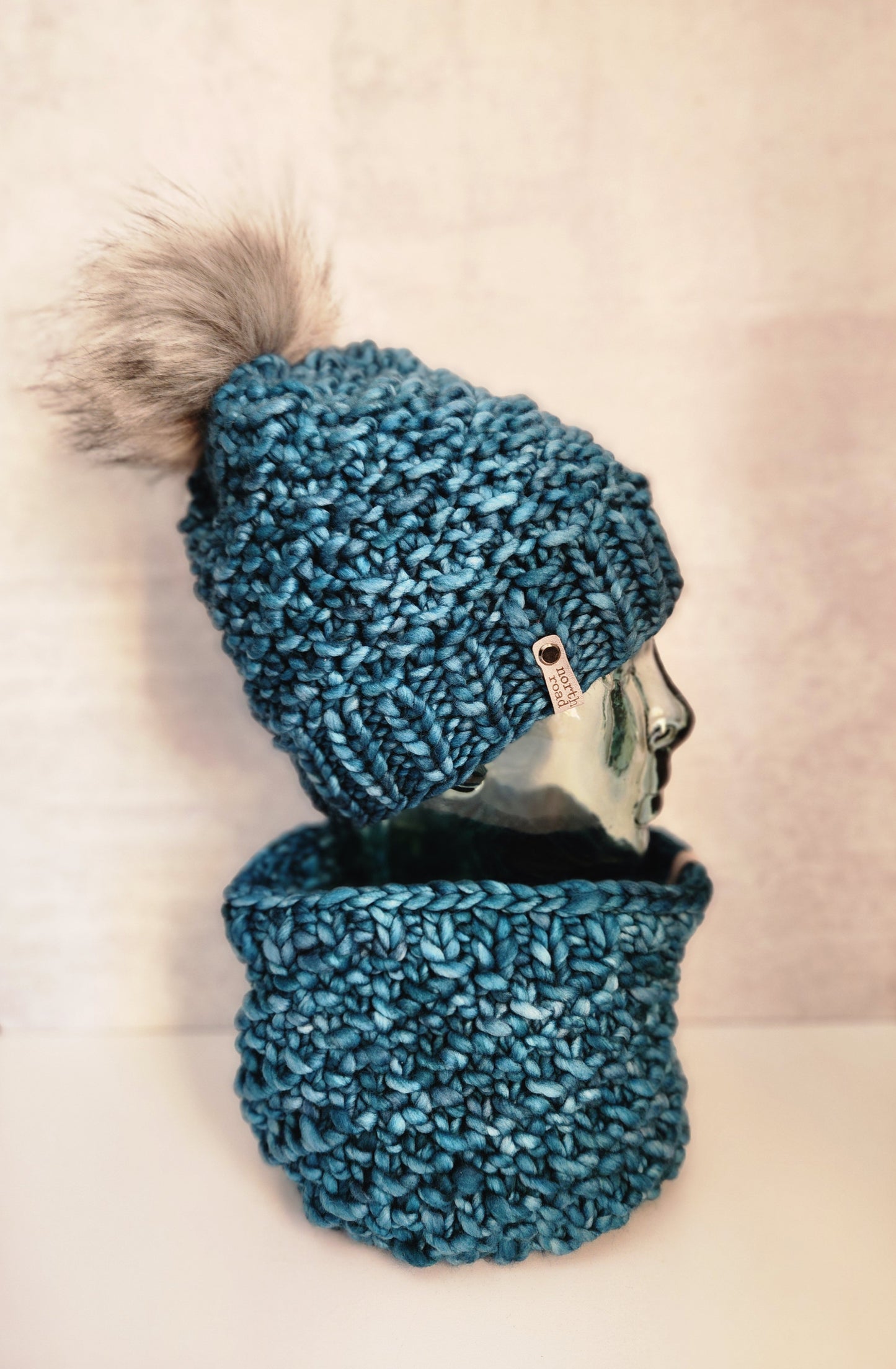 Merino Wool Pom Hat and Cowl Set