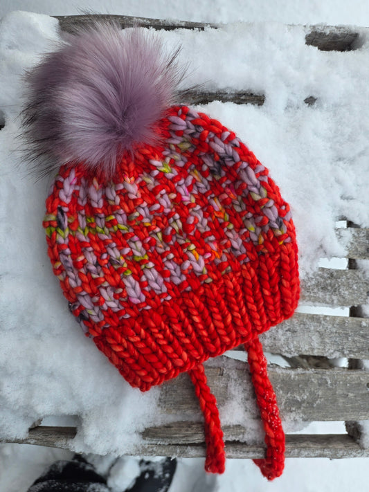 Merino Wool Split Brim Pom Hat