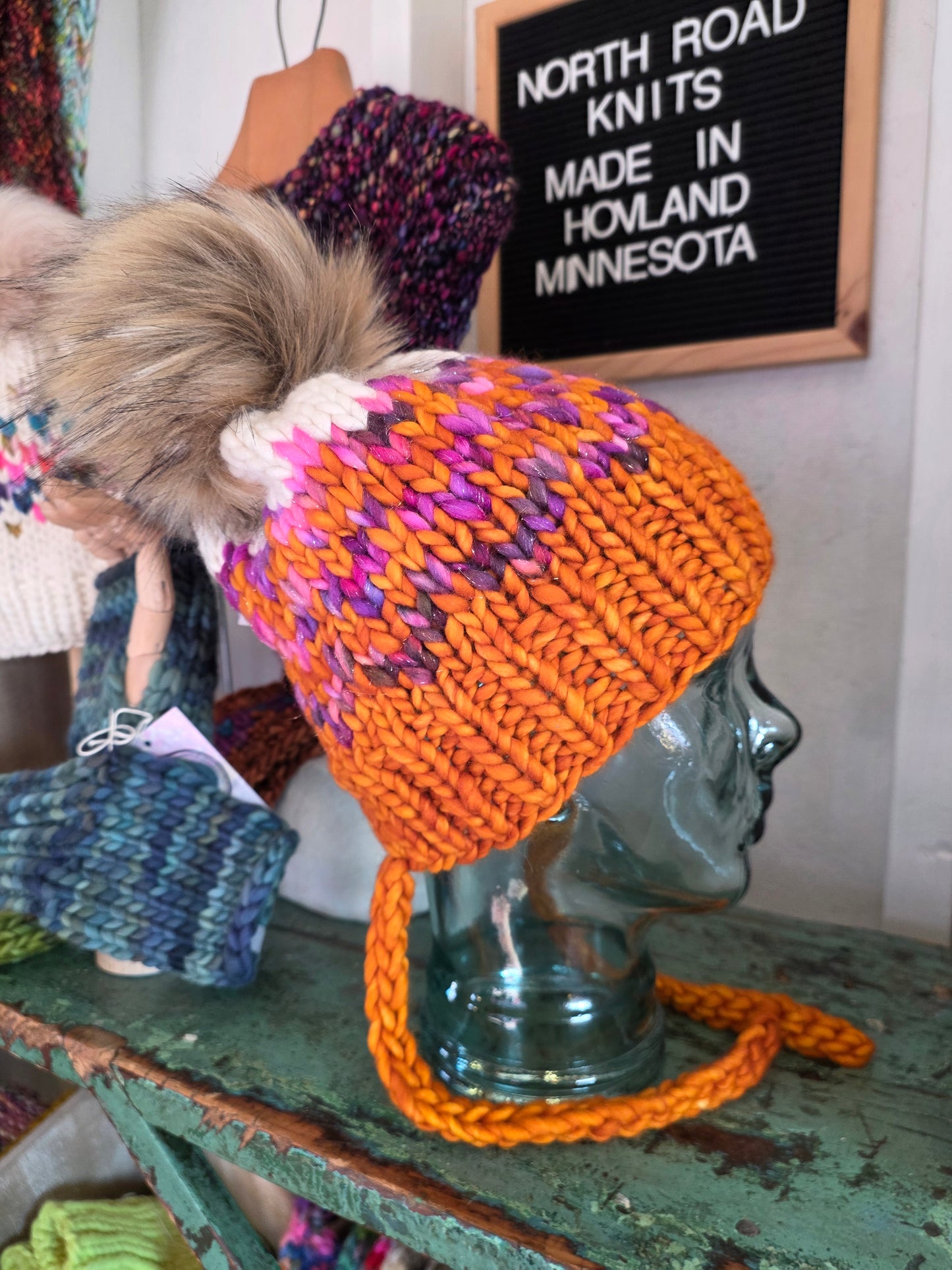 Merino Wool Split Brim Pom Hat
