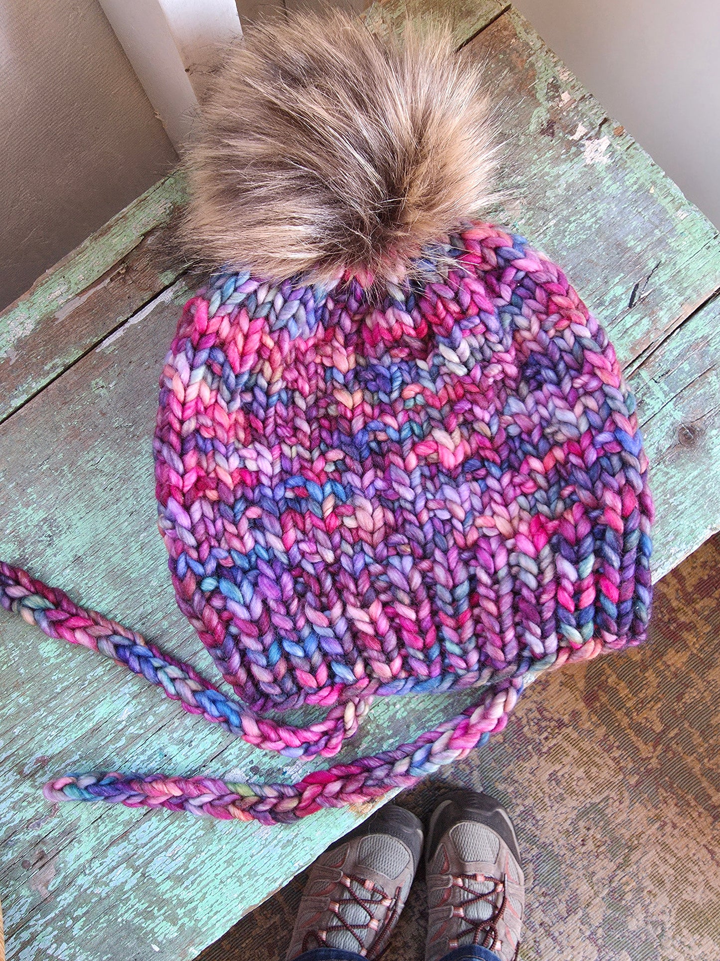 Merino Wool Split Brim Pom Hat