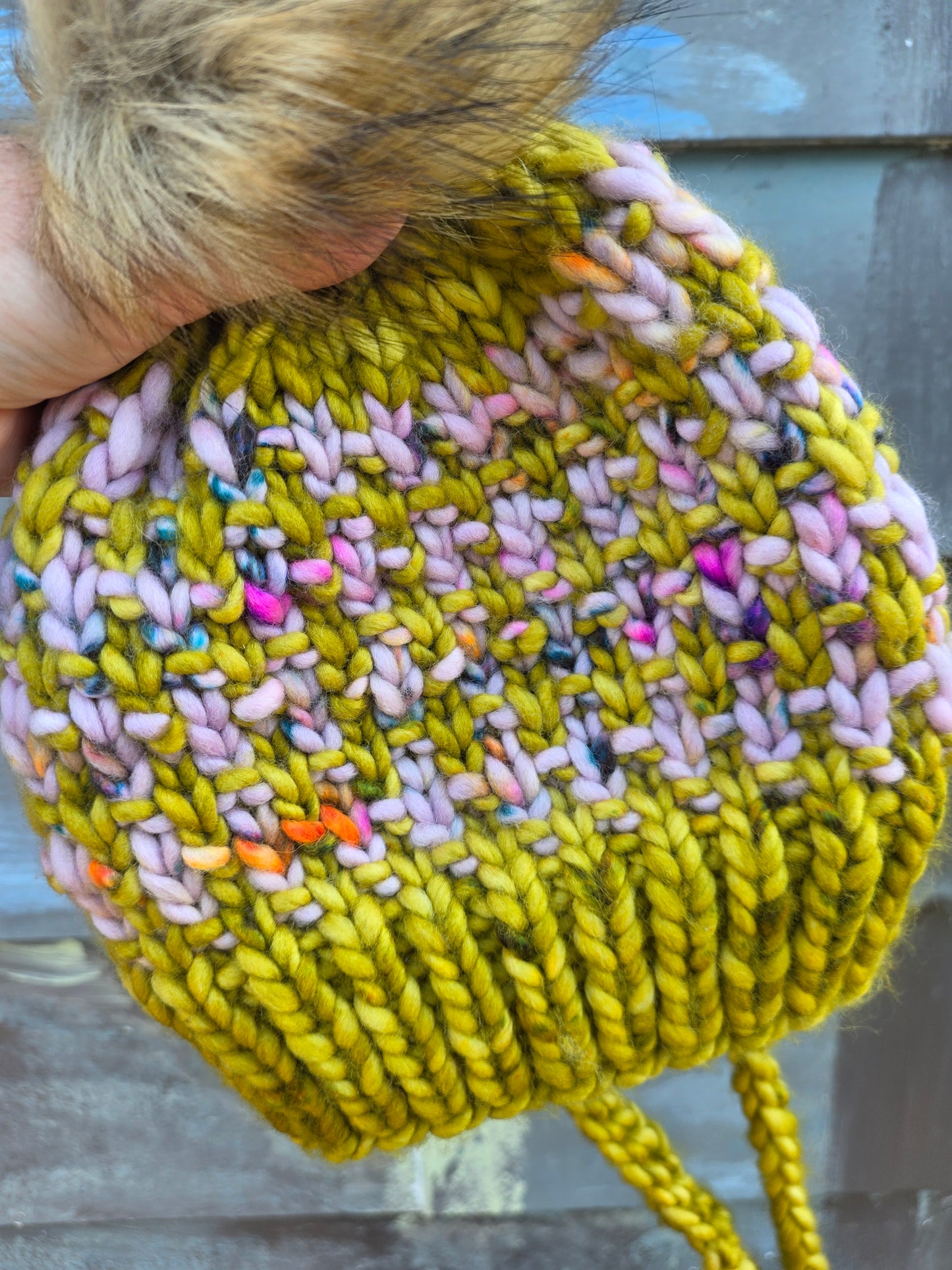 Merino Wool Split Brim Pom Hat