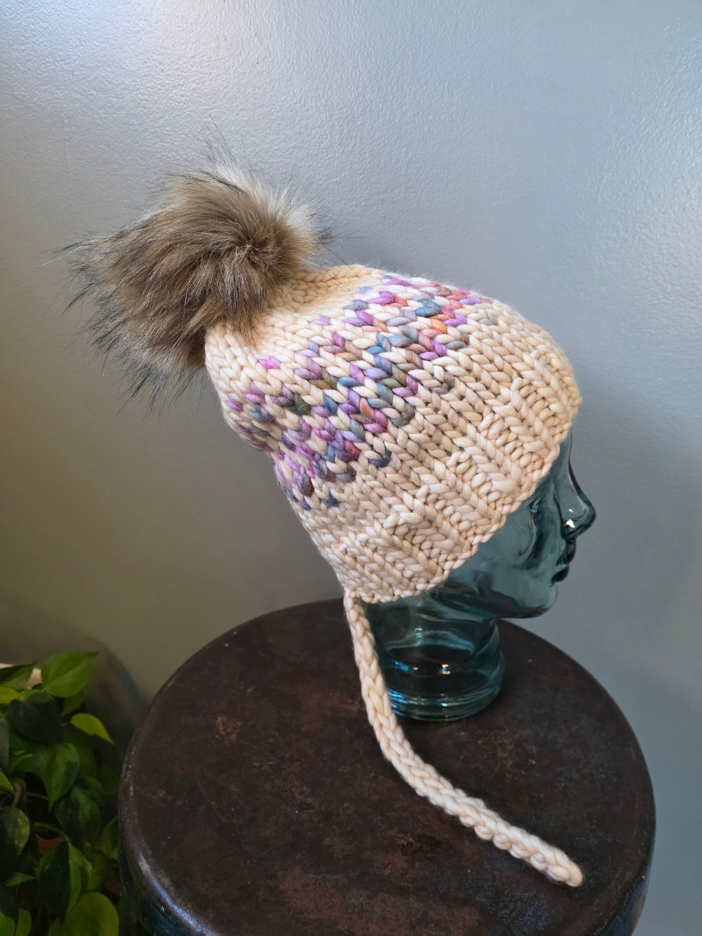 Merino Wool Split Brim Pom Hat