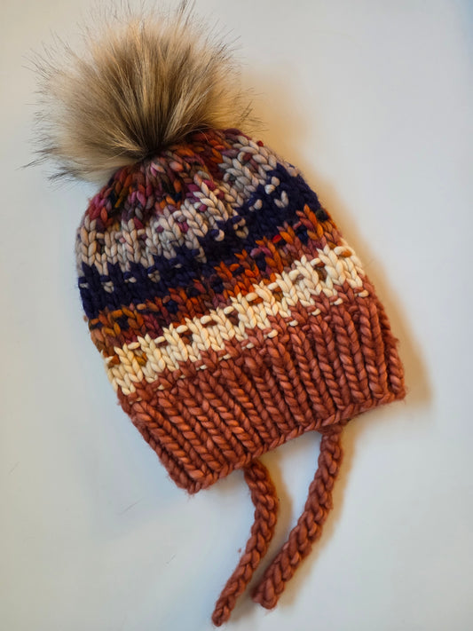 Merino Wool Split Brim Pom Hat