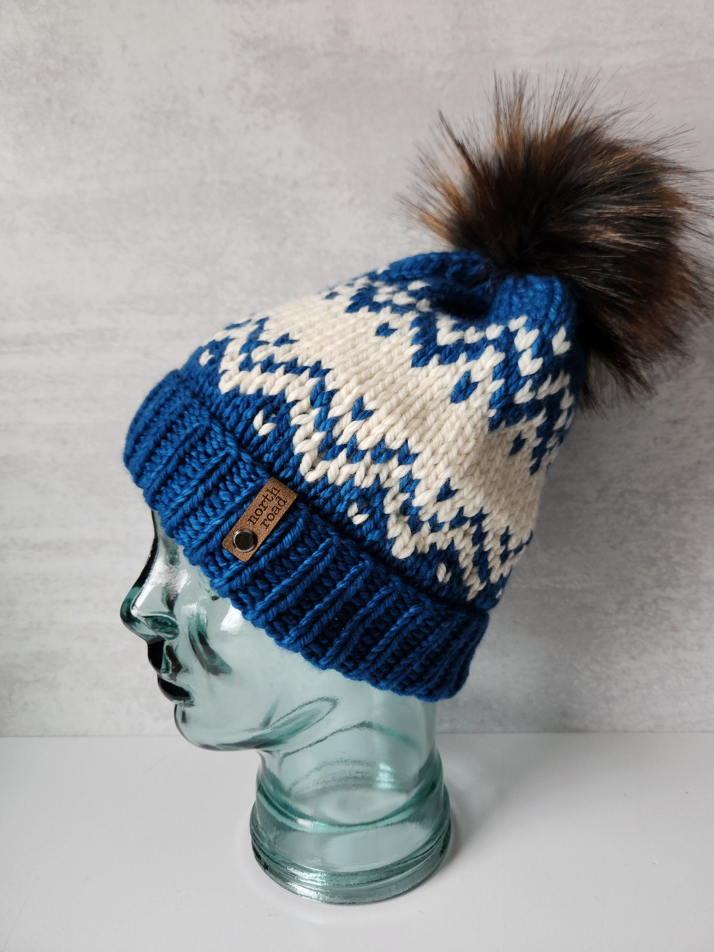 Merino Wool Folded Brim Pom Hat