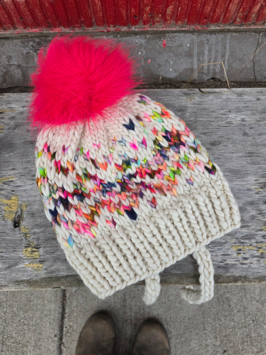 Merino Wool Split Brim Pom Hat