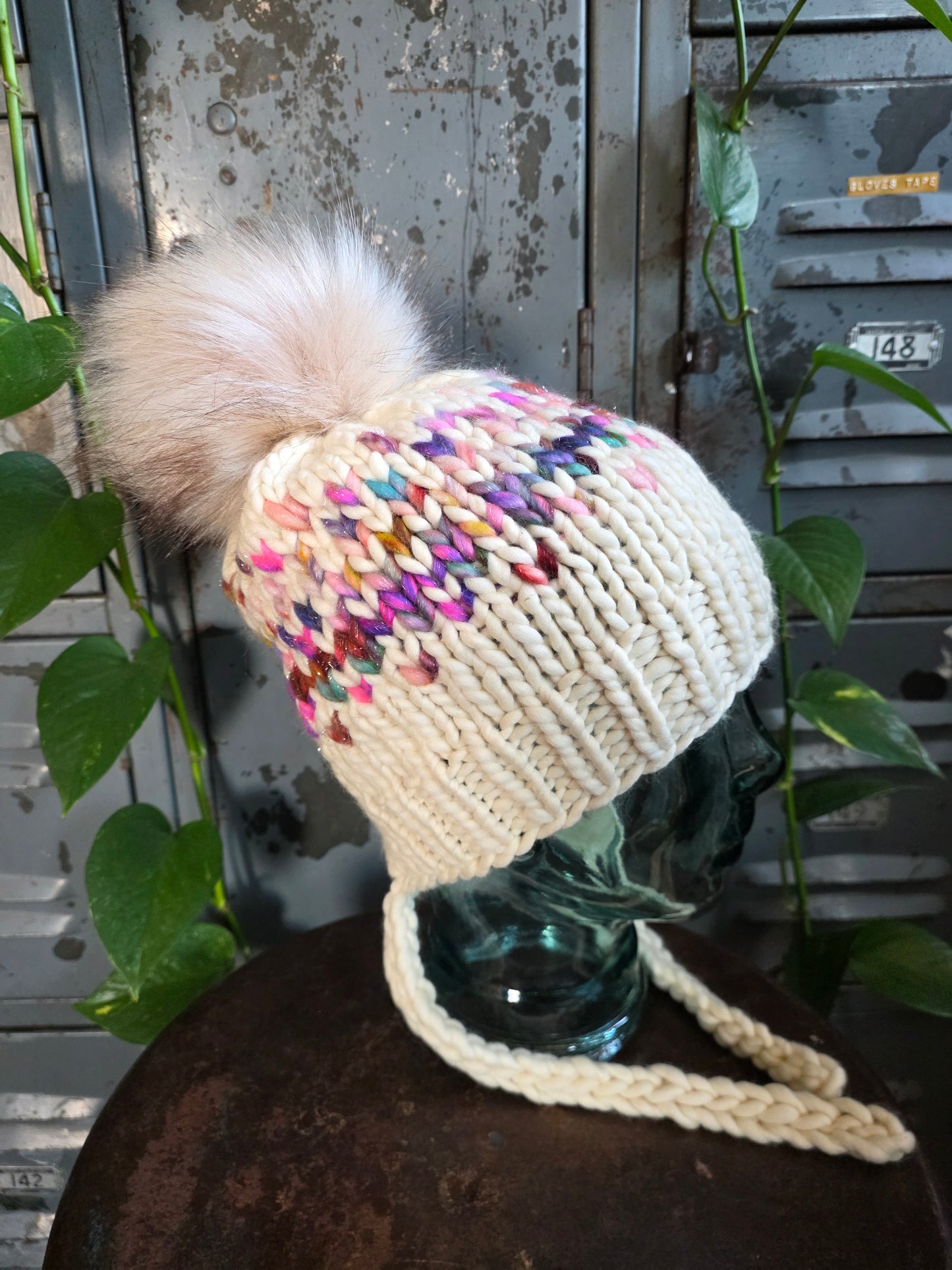 Merino Wool Split Brim Pom Hat
