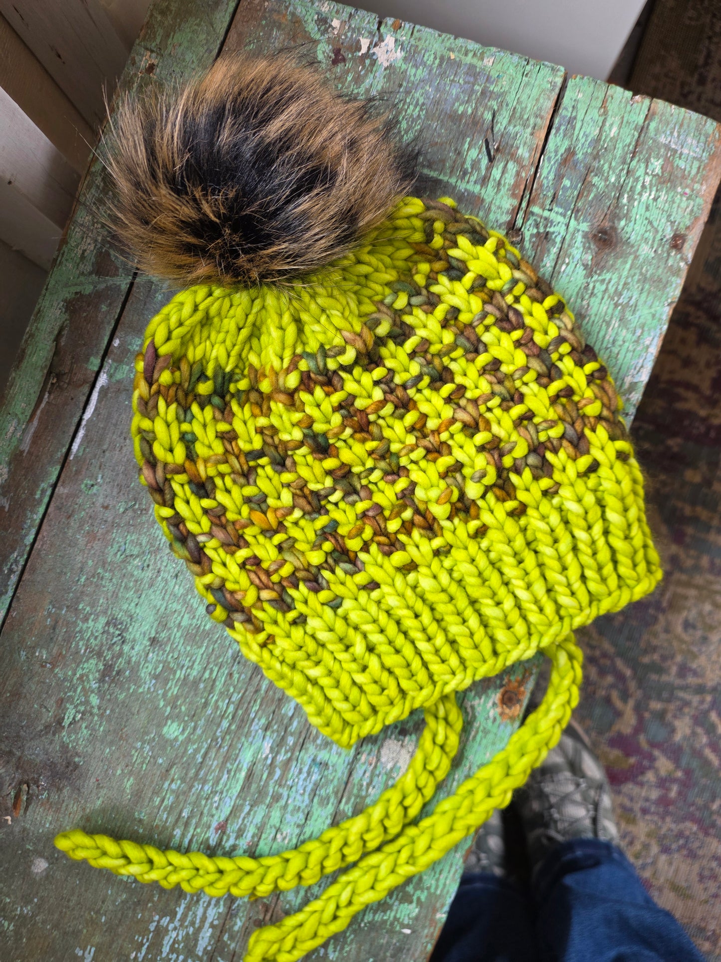 Merino Wool Split Brim Pom Hat