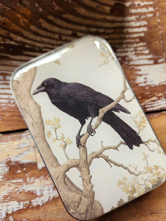 Large Black Crow Notions Tin