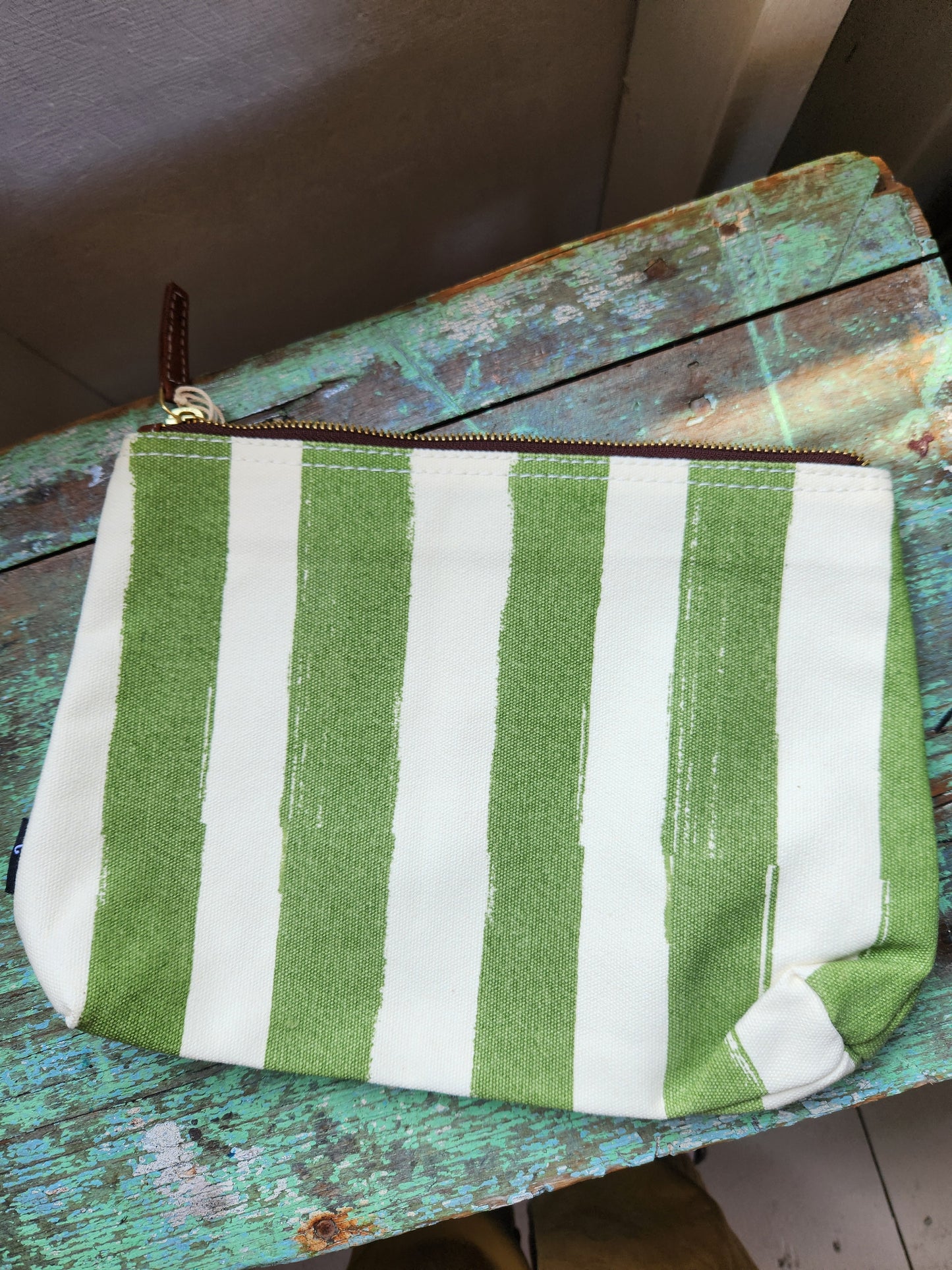 Knitting Project Bag, Large Zipper Pouch, Linea Olive
