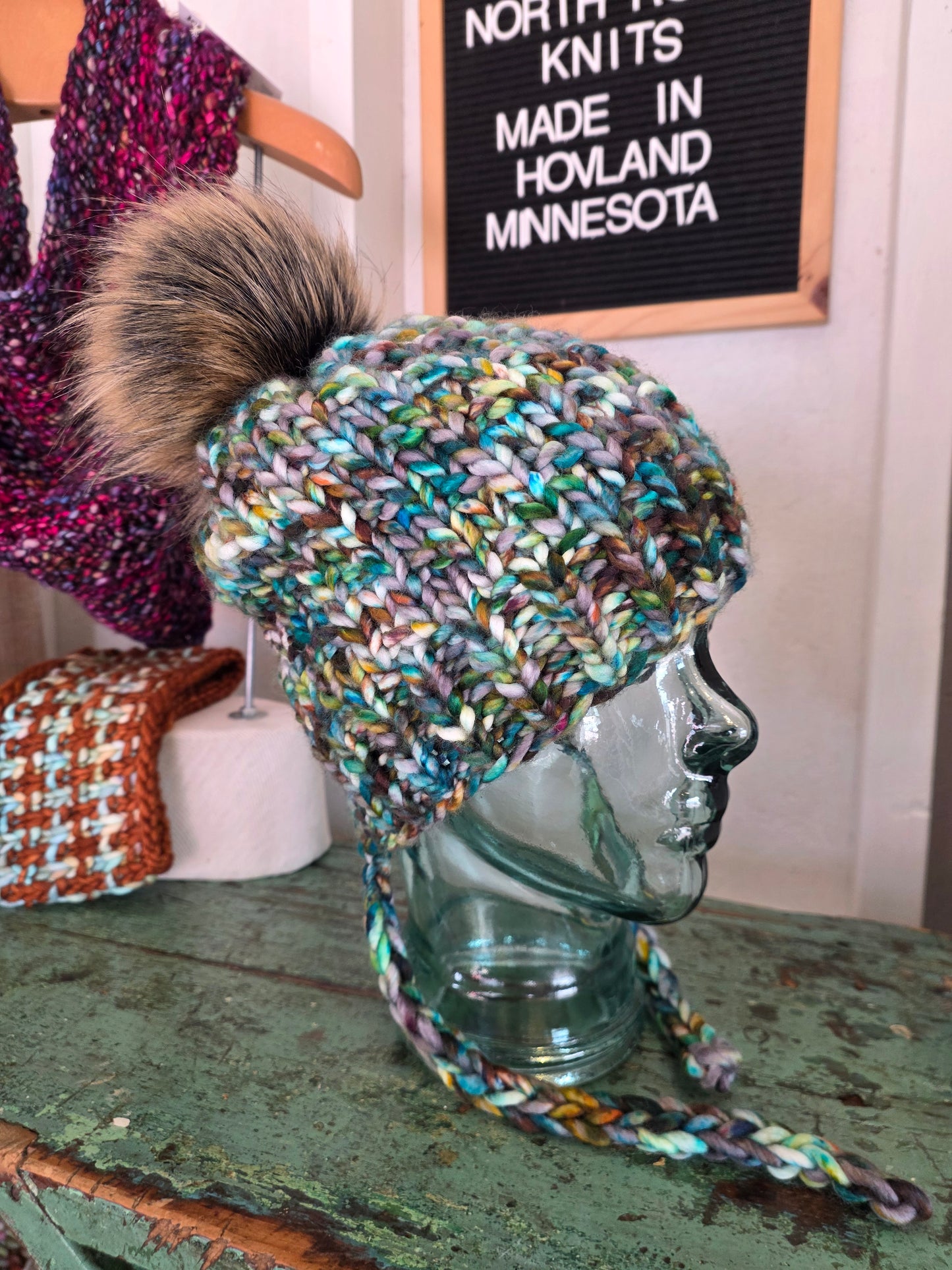 Merino Wool Split Brim Pom Hat