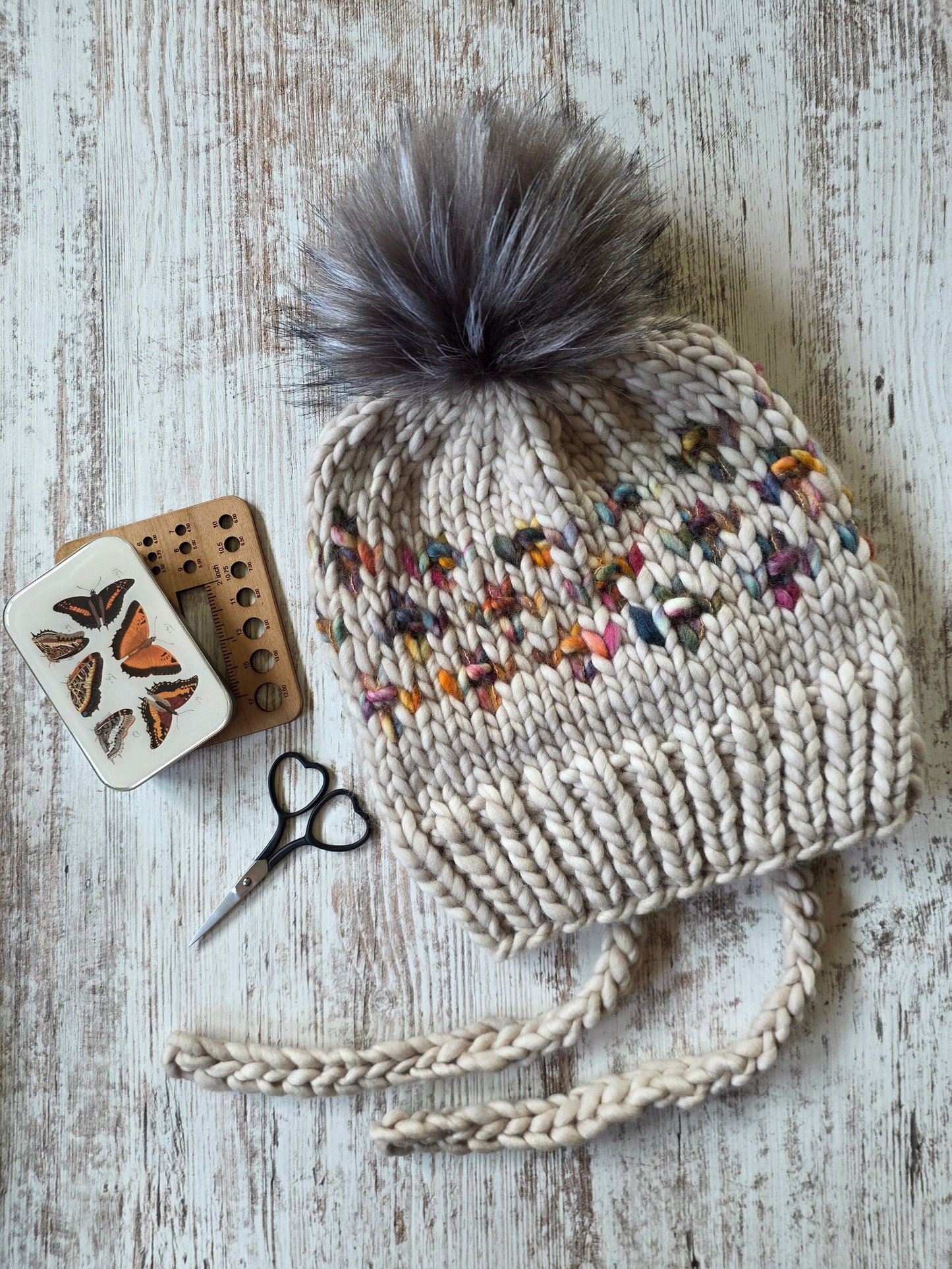 Merino Wool Split Brim Pom Hat