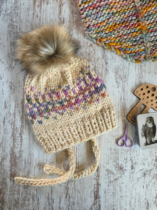 Merino Wool Split Brim Pom Hat