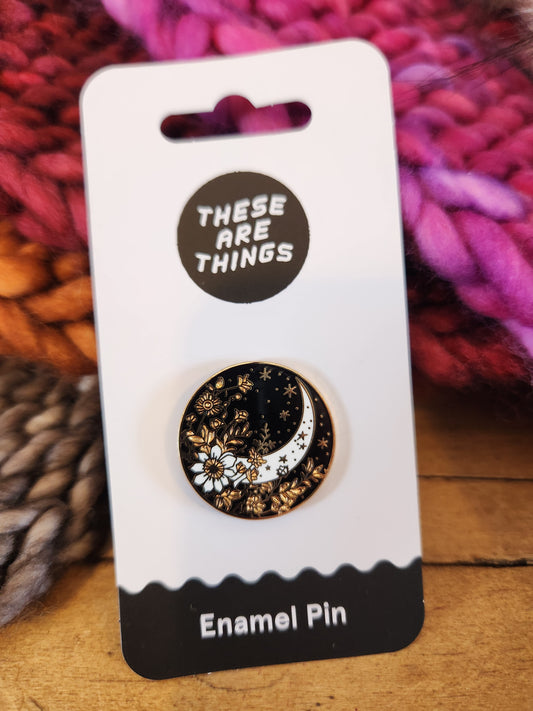 Floral Harvest Moon Enamel Pin